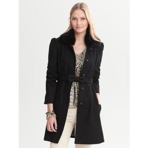 Banana Republic Black Coat w/ Fur Collar